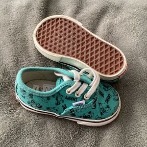 Vans Snoopy Baby Sneakers Size 4.5 Peanuts Aqua Blue